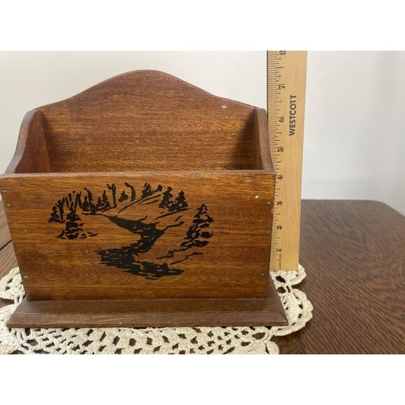 Vintage 1960’s Hand Crafted Wooden Letter Holder Desk Top Style Caddy Organizer - Picture 10 of 12